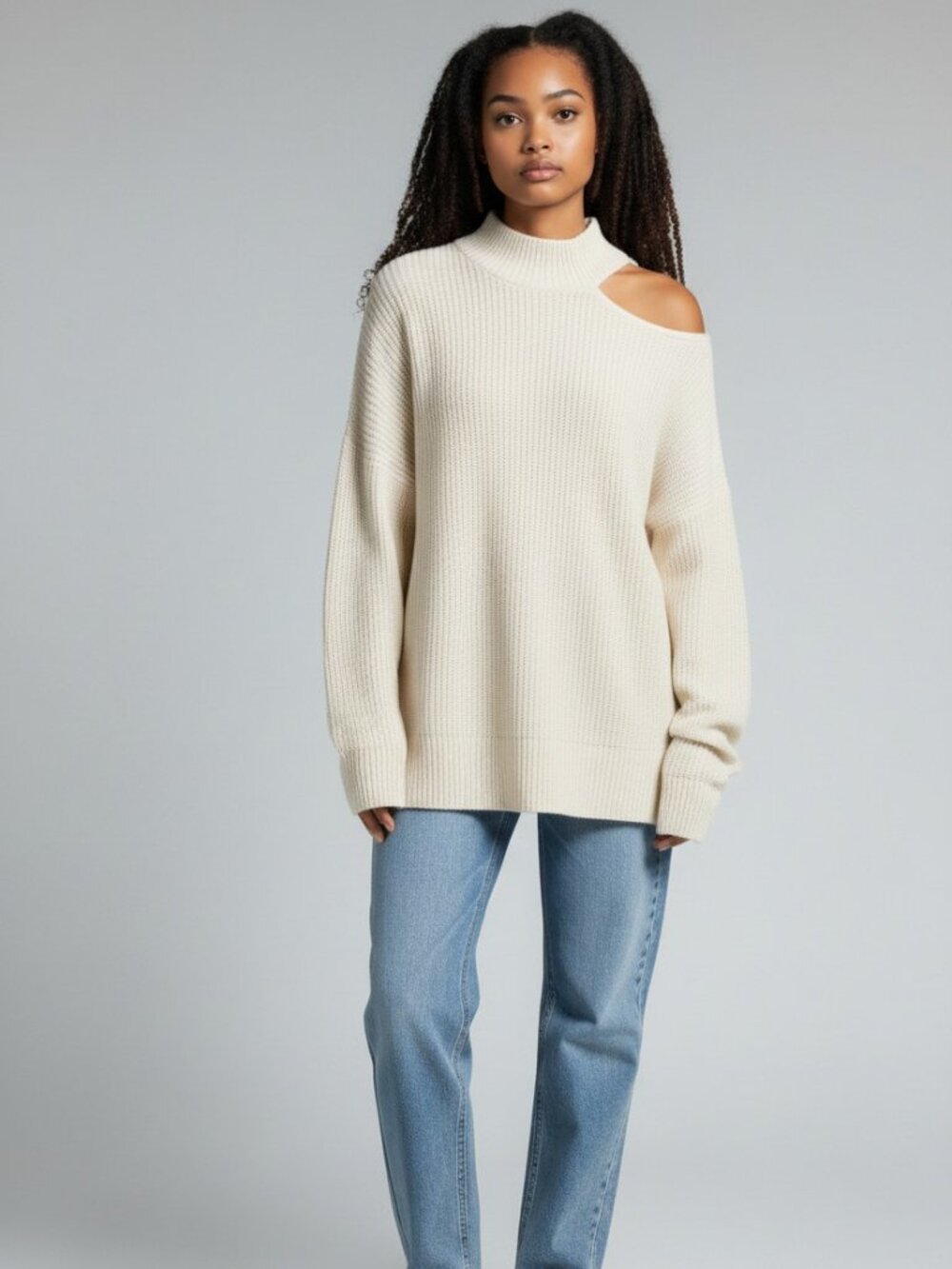🤍✨ Sanctuary Cream Cut-Out Mock Neck Sweater | NWT | Size Large